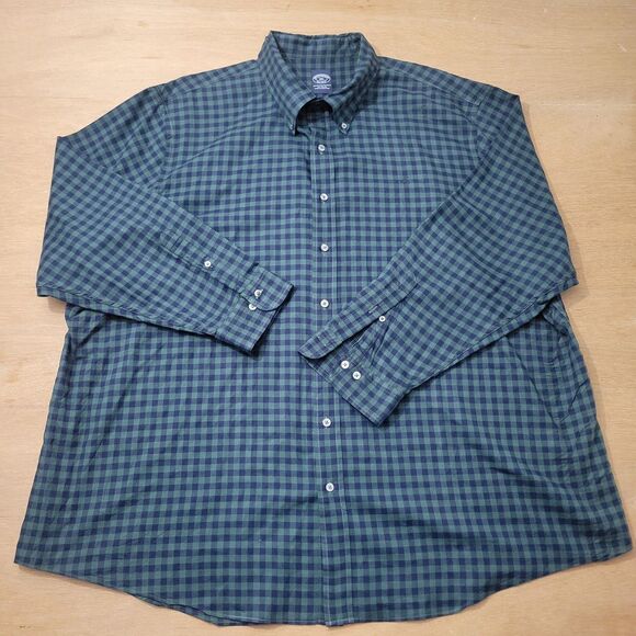Brooks Brothers Checkered Button Down Shirt Size 3XL Mens Green & Blue - Picture 2 of 10